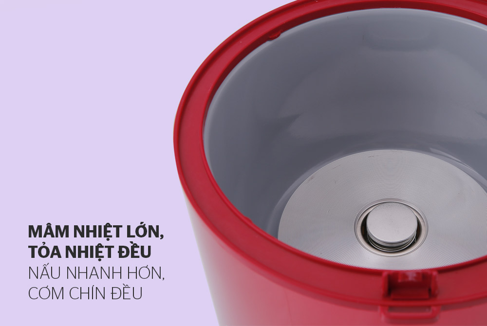 Nồi Cơm Điện Nắp Gài Sunhouse DNC18SHD8601 - 1.8L (Đỏ Trắng) - Hàng chính hãng