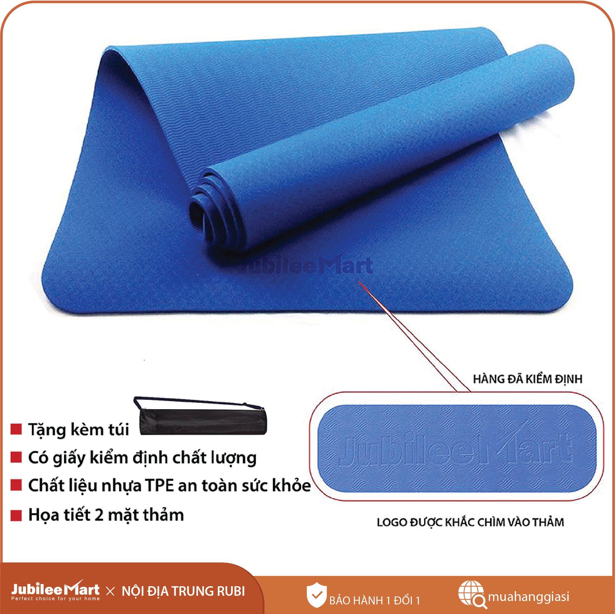 thảm tập gym tập thể dục tại nhà , thảm yoga chống trượt cao cấp thương hiệu jubilee mart, thảm yoga giá rẻ 2 lớp 6 mm tặng kèm túi đeo 2 mặt họa tiết bảo hành 12 tháng 3