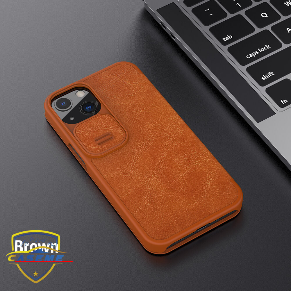 Bao da dành cho iPhone 13 hàng chính hãng Nillkin QIN có nắp trượt bảo vệ camera