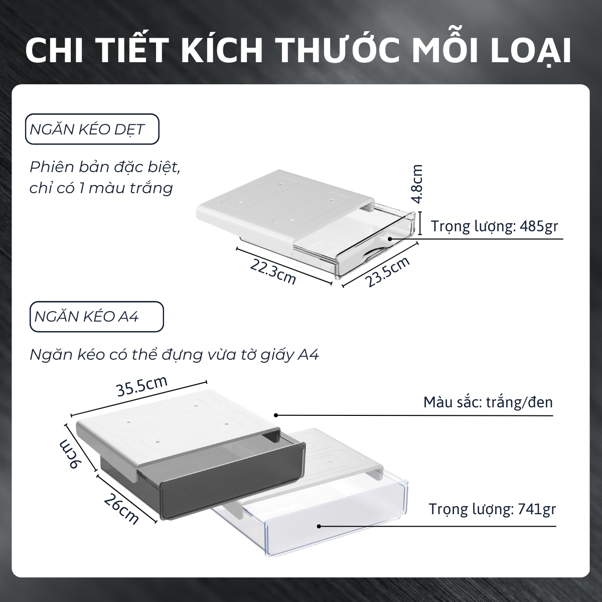 Ngăn kéo đa năng DandiHome dán dưới mặt bàn làm việc và tủ bếp