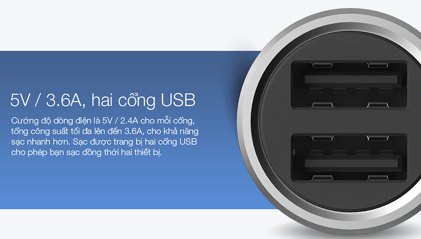 Sạc Xe Hơi Xiaomi 2 cổng USB