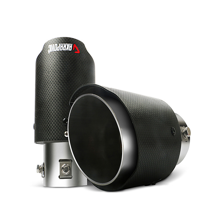 Ống xả ô tô phủ sợi carbon có LED