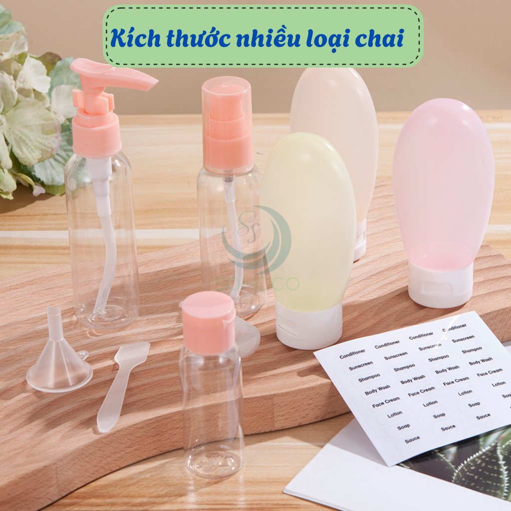 Bộ 11 Lọ Chiết Mỹ Phẩm Du Lịch Tiện Dụng Kèm Túi Đựng 11 Món- Chọn màu-Combo 11 Món Chai Chiết Du Lịch Cao Cấp – Silicone Mềm, Đa Dụng, Chuẩn Mang Lên Máy Bay