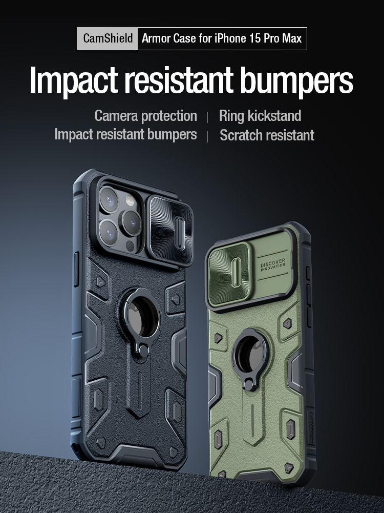 Ốp Lưng Nillkin CamShield Armor Cho iPhone 15 Pro / iPhone 15 Pro Max - Hàng Chính Hãng