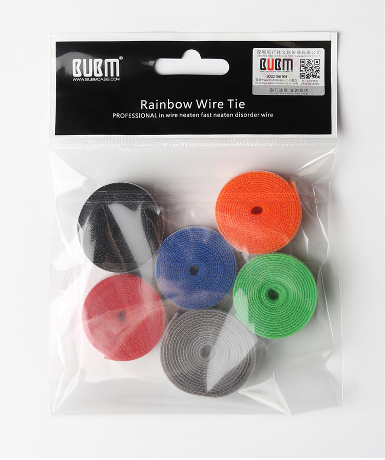 Combo 5 băng dán thu gọn dây điện BUBM 6 màu (1m)