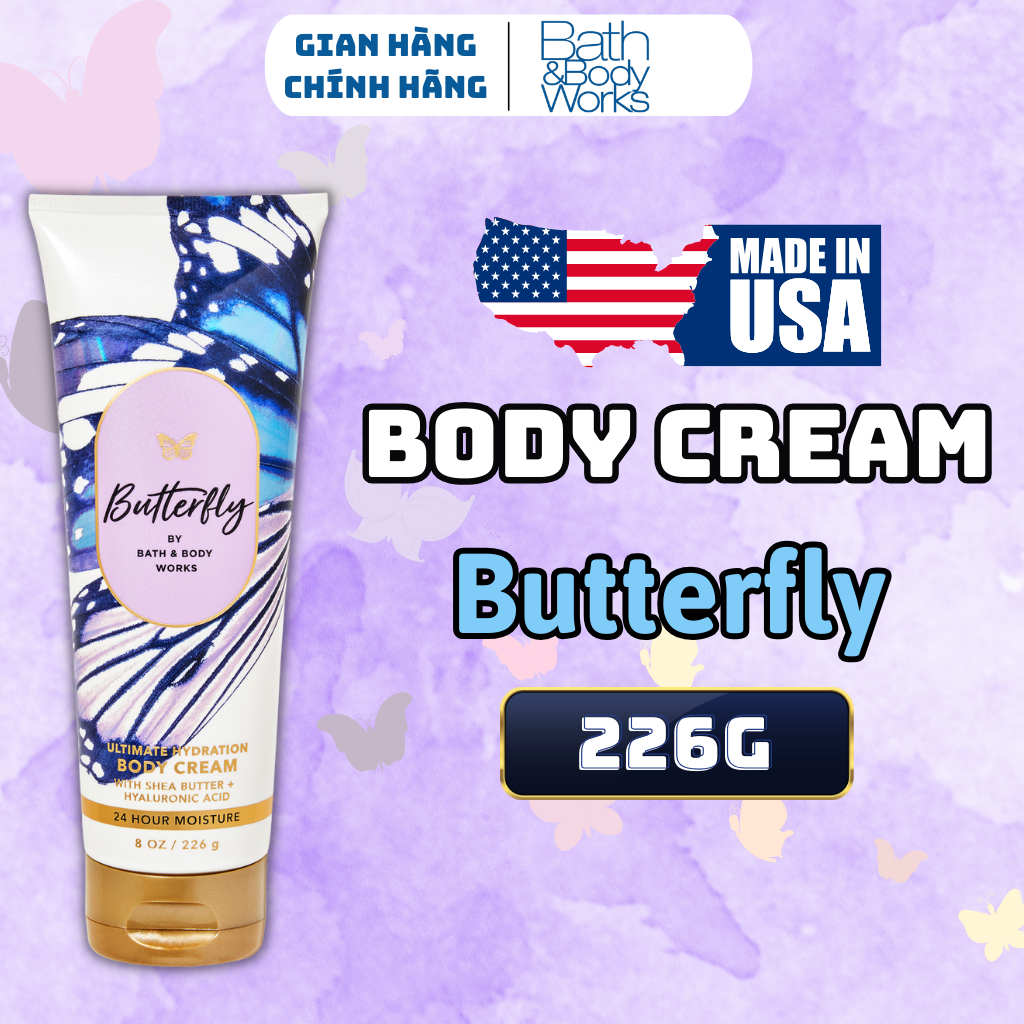 Body Mist Bath And Body Works Nam Nữ Chính Hãng Butterfly, Xịt Thơm Body Toàn Thân Hương Nước Hoa 236ml