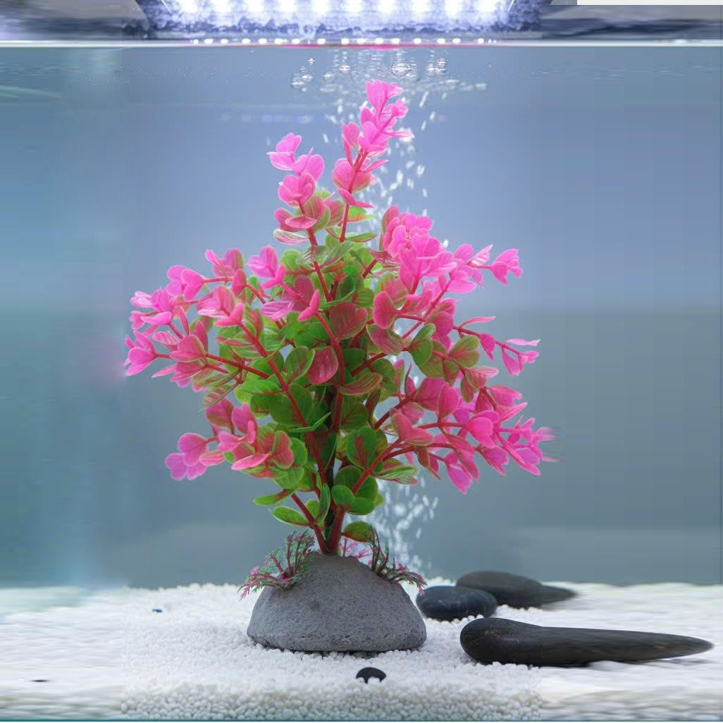 Cây Nhựa Trang Trí Bể Cá Thủy Sinh Lớn Tím Hồng Cao 20cm (Mã PK01)
