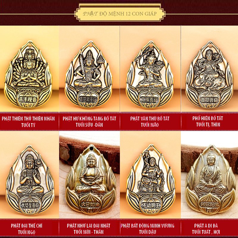 Dây chuyền mặt Phật Bản Mệnh hoa sen bằng đồng - MV02