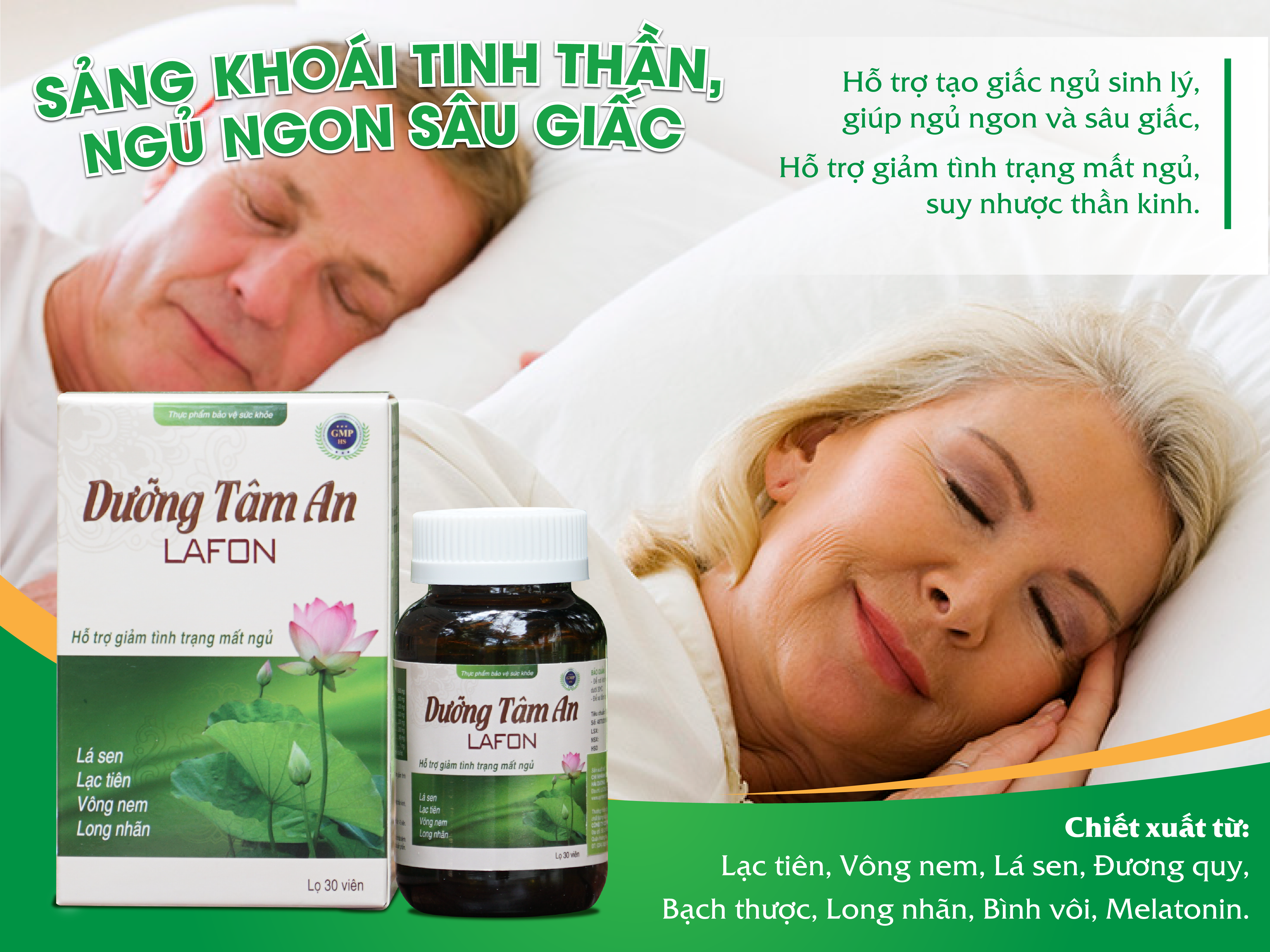 viên uống hỗ trợ mất ngủ, giúp ngủ ngon và sâu giấc dưỡng tâm an lafon (30 viên) 2