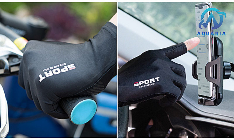 Găng Tay Hở 2 Ngón Unisex Chống Nắng, Có Thể Sử Dụng Cảm Ứng Điện Thoại