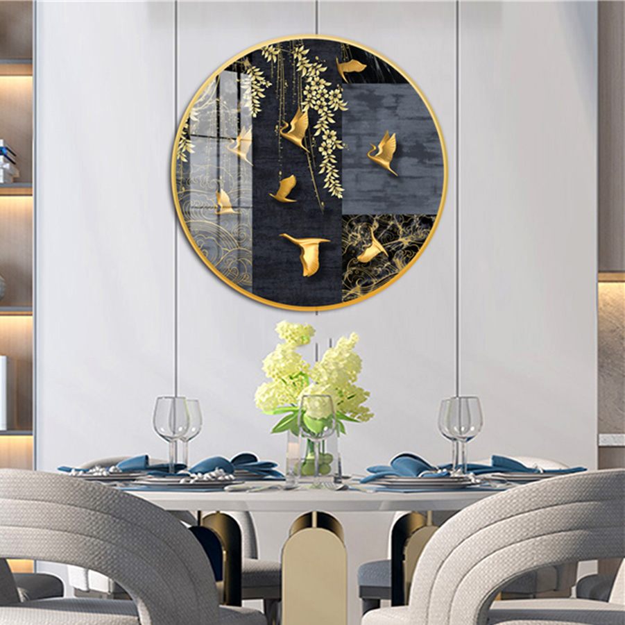 Tranh Tròn Tráng Gương Đàn Chim Nghệ Thuật