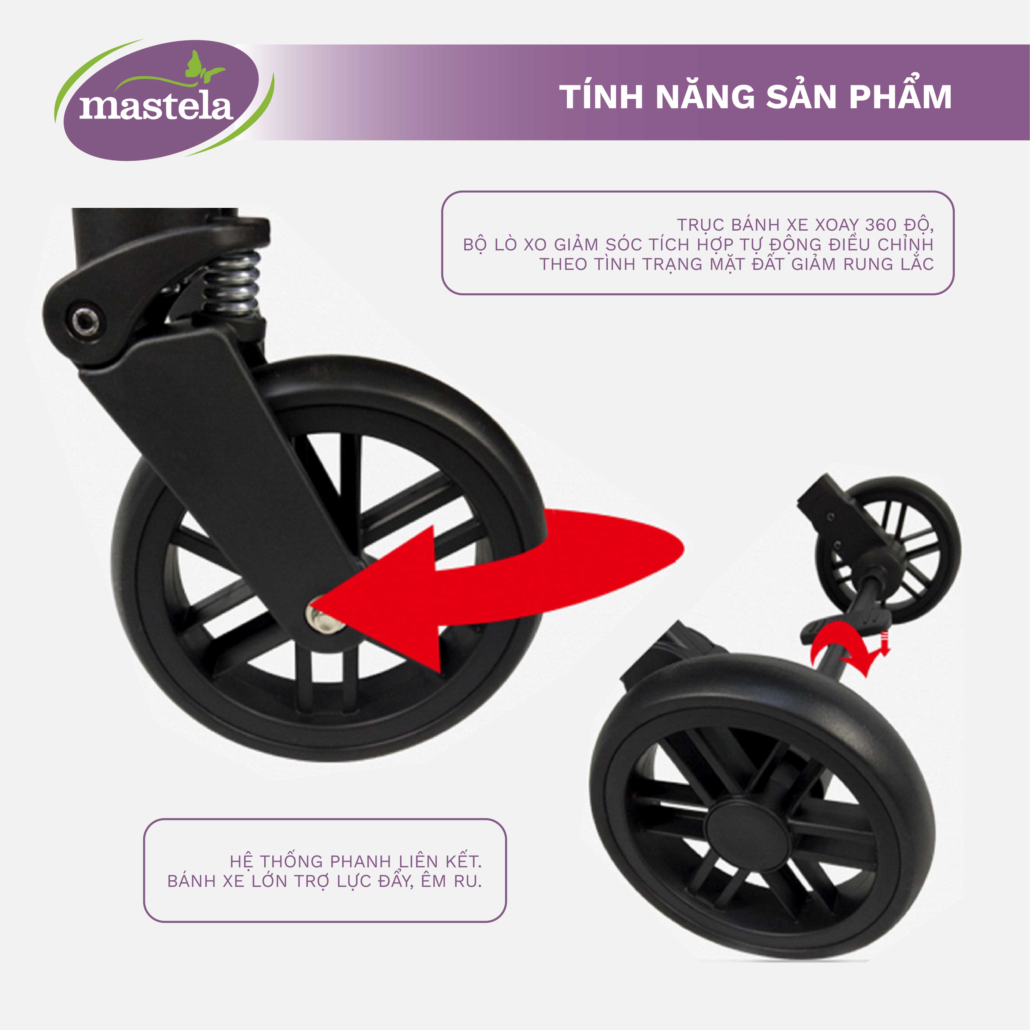 Xe đẩy gấp gọn cho bé Mastela HN-275 - Xe đẩy em bé sơ sinh cao cấp với tay kéo du lịch tiện lợi và khung aluminium siêu bền bảo hành 12 tháng