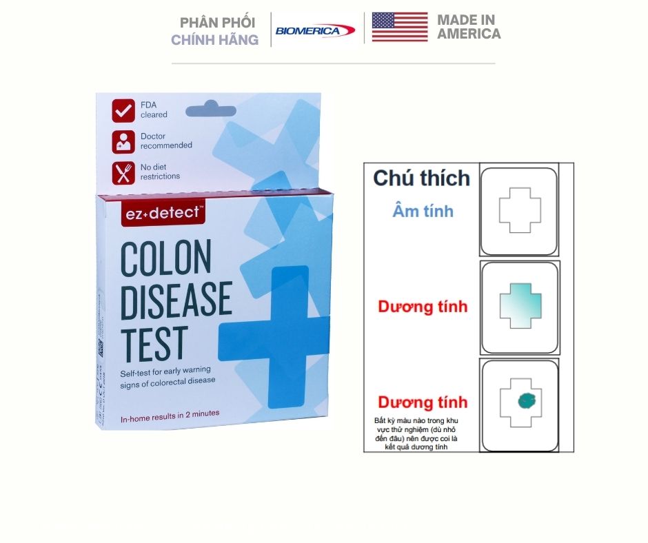 EZ Detect Biomerica USA Dụng Cụ Kiểm Tra Ung Thư Đại Trực Tràng, Phát Hiện Sớm Viêm Đại Tràng, Polyp, Adenoma, Trĩ, Chảy Máu Trong, Ung Thư Đại Tràng Giai Đoạn Đầu Và Các Vấn Đề Tiêu Hoá. Độ Chính Xác 95%. Nhập Khẩu Hoa Kỳ 3