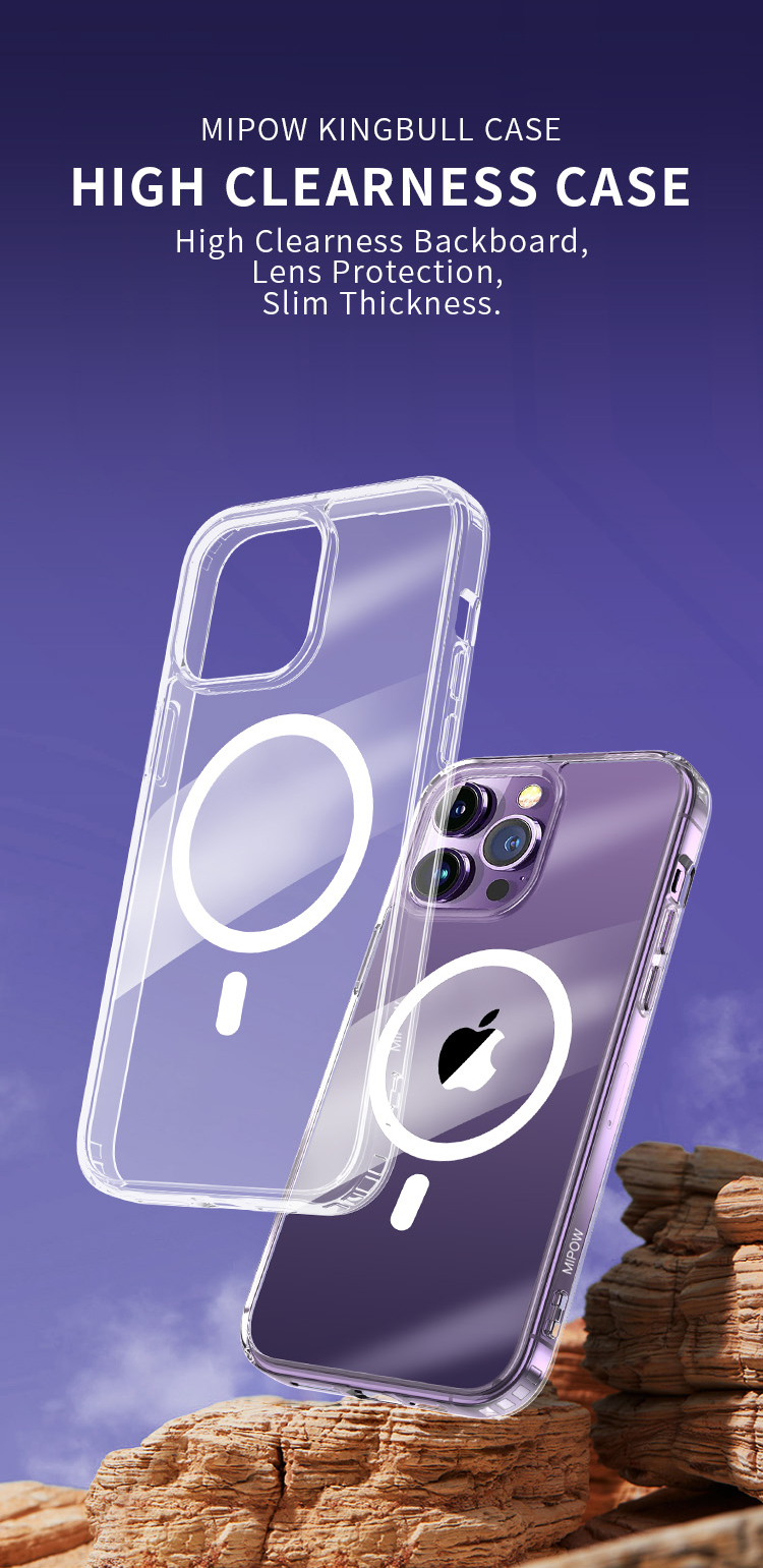 Ốp Lưng Trong Suốt Sạc Từ Tính cho iPhone 16 Pro/ 16 Pro Max/ 16/ 16 Plus/ iphone 17/ 17 air/ 17 pro max MIPOW MAG-SAFE TRANSPARENT CASE, chống ố vàng_ Hàng chính hãng