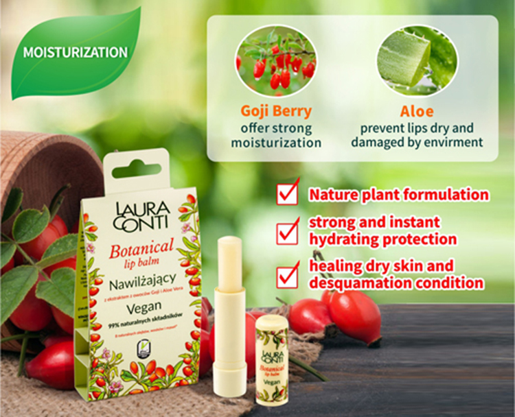 Botanical Lip Balm Vegan MOISTURIZATION- goji berry and aloe