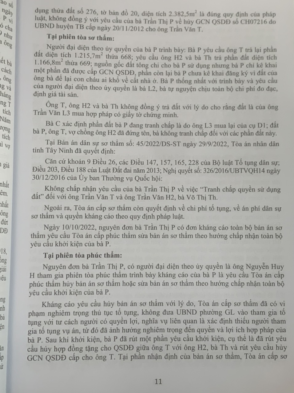 Tuyển tập các bản án của Tòa án nhân dân cấp cao về quyền sử dụng đất và tài sản gắn liền với đất