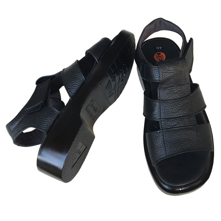 Giày sandal nam Trường Hải da bò thật mềm mại cao 5cm  màu đen đế PU siêu nhẹ không trơn trượt  chắc chắn  HÌNH ẢNH THẬT SD791