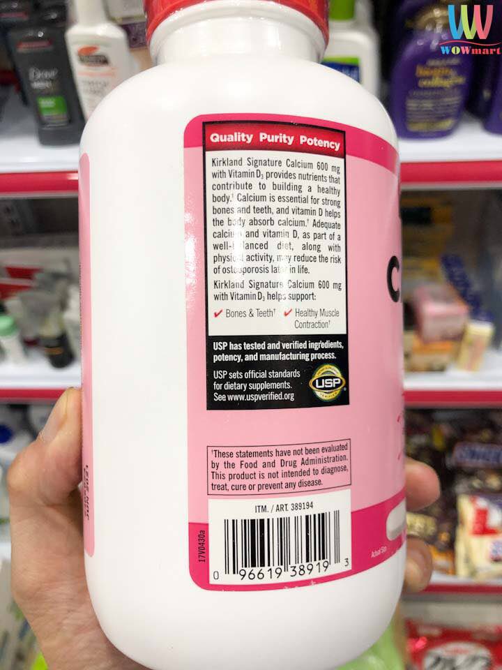 Canxi cho người lớn Mỹ Kirkland Signature Calcium 600mg with Vitamin D3 phát triển hệ thống xương, phòng chống loãng xương - OZ Slim Store