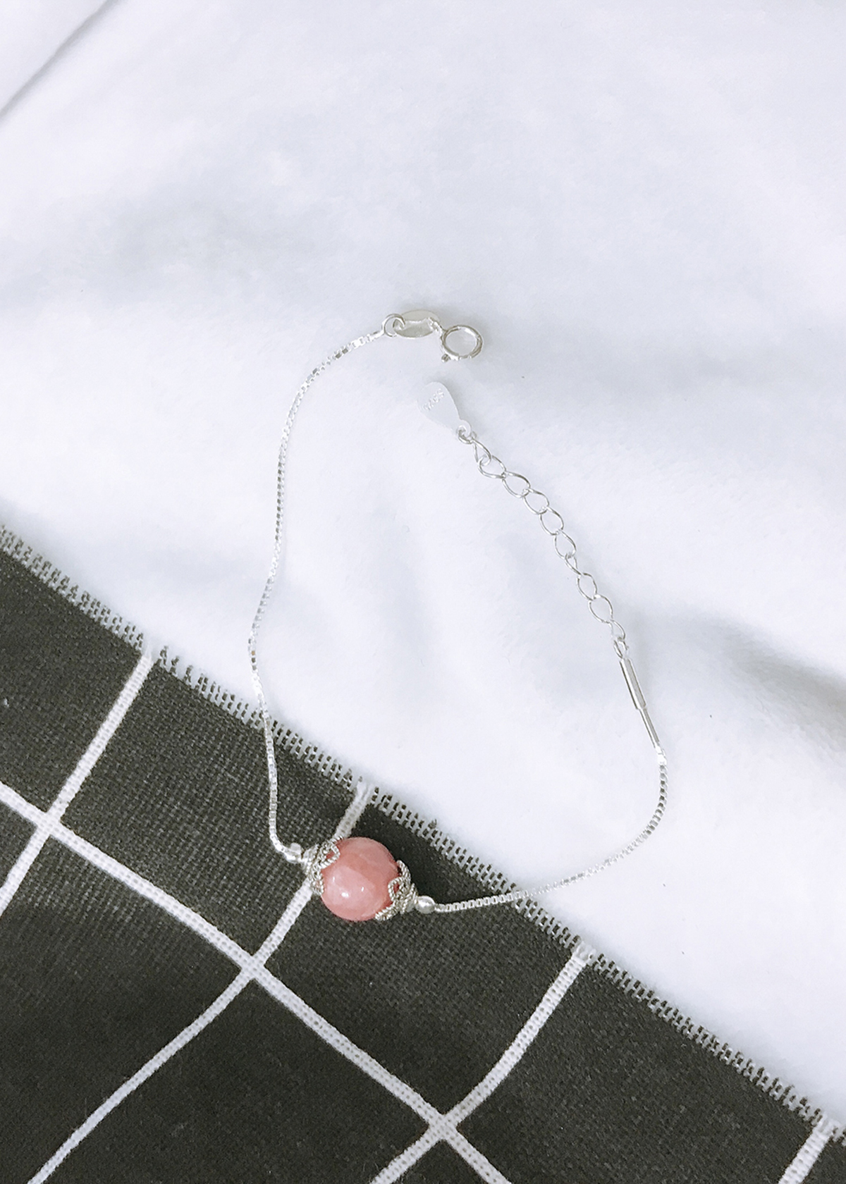 Lắc tay bạc đá đào hoa mệnh hỏa , thổ - Ngọc Quý Gemstones