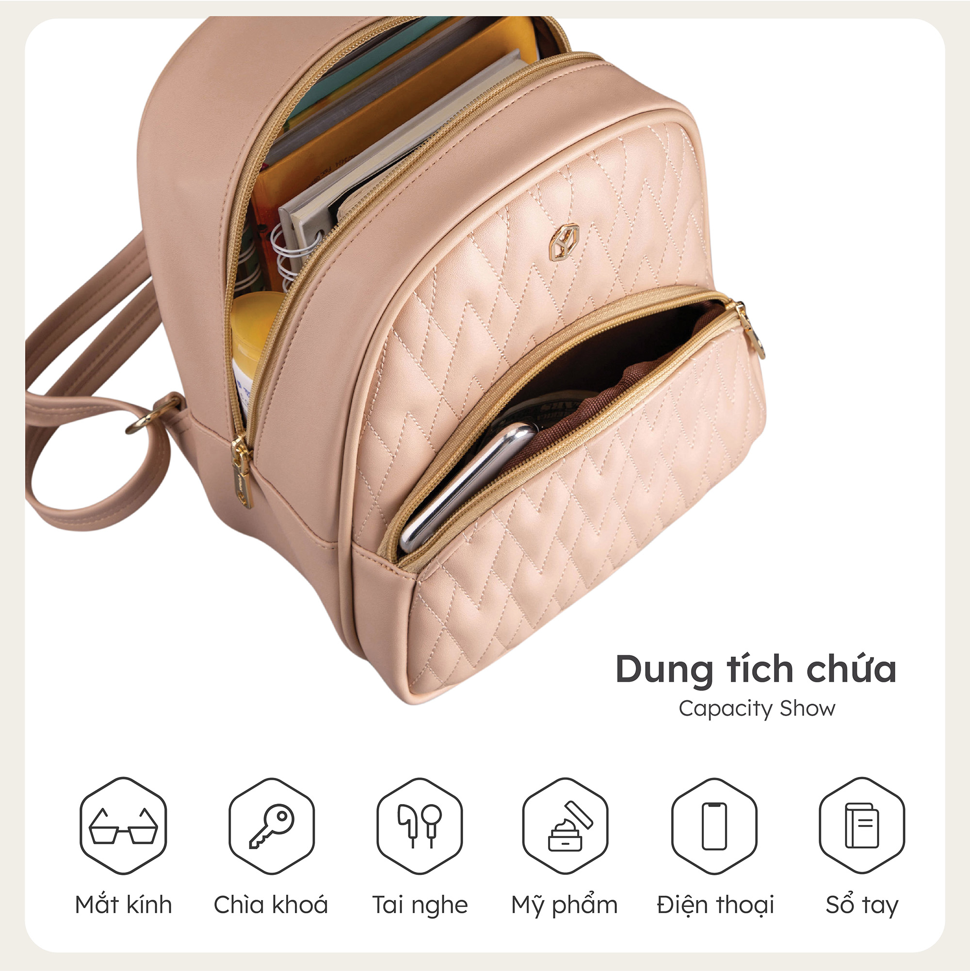 Balo Yuumy ( Thời trang nữ tiện lợi cỡ trung - Balo da Seasand YBA66 )
