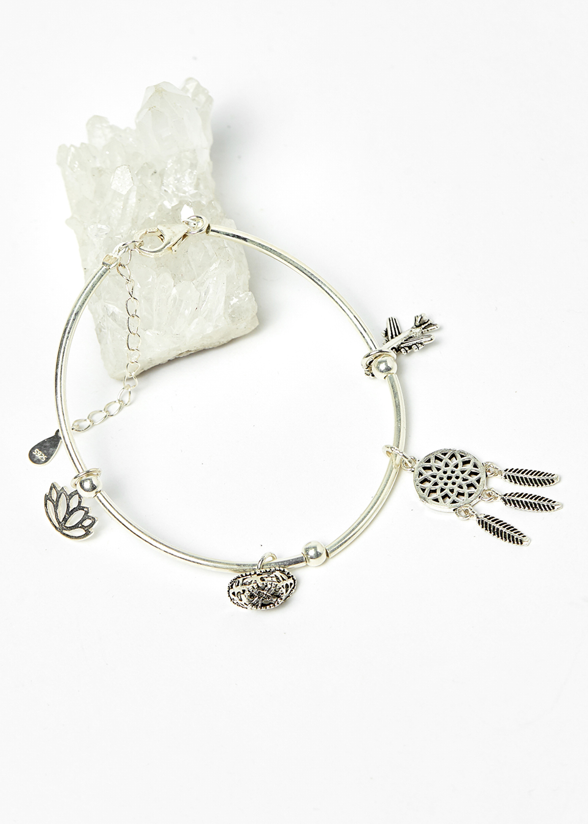 Lắc bạc charm hoa sen - Ngọc Quý Gemstones