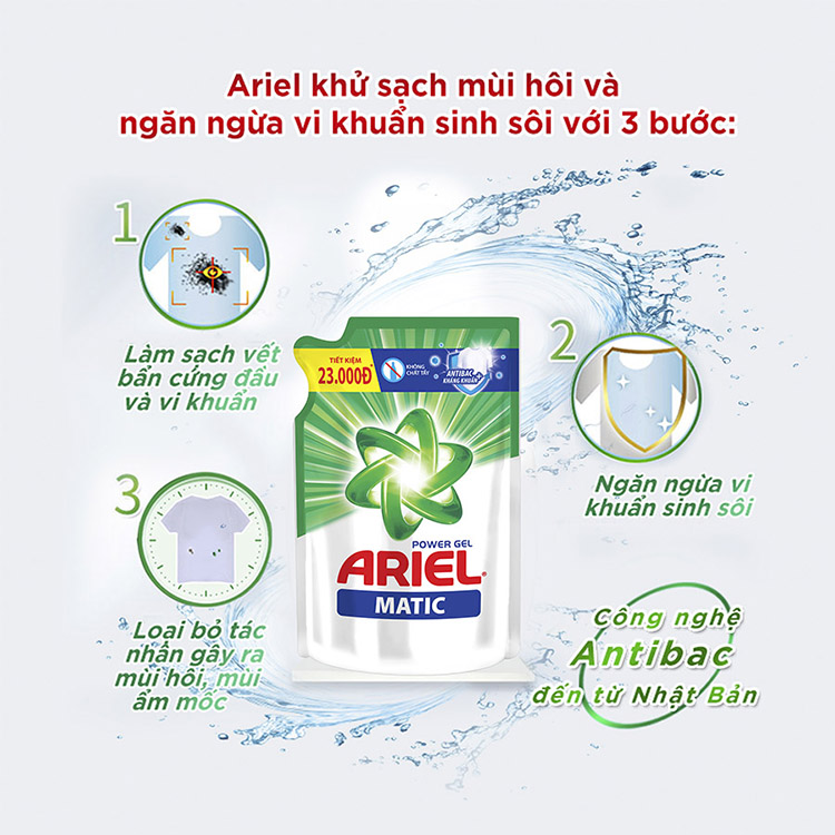 Nước giặt Ariel Đậm Đặc dạng túi 2.4kg