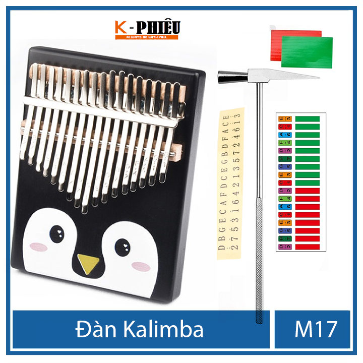 Đàn kalimba 17 phím MYRON-M17 cho bạn mới tập chơi tặng búa chỉnh âm  , giấy dán màu, giấy dán nốt , 25 bài tab kalimba, 1 sách hướng dẫn chơi đàn kalimba