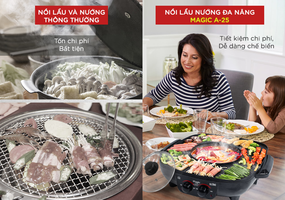 Nồi Lẩu Nướng Đa Năng Magic A-25 - Hàng Chính Hãng