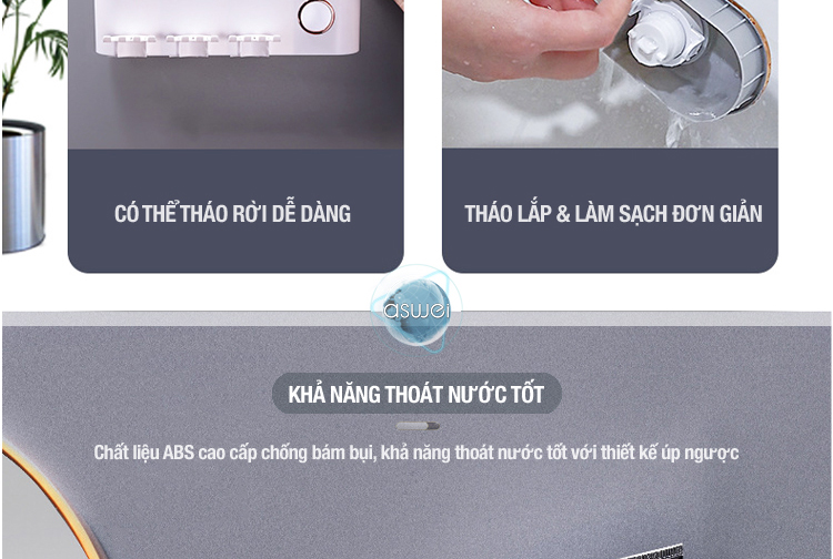 kệ dán tường nhà tắm aswei