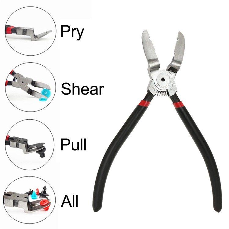 Diagonal Pliers Multifunctional Car Push Retainer Rivets Diagonal Plier Fastener Trim Clip Cutter Remover Removal Pliers Black