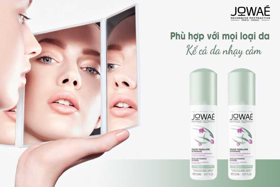 Sữa rửa mặt tẩy trang dạng bọt JOWAE kết cấu bọt mịn dung tích 150ml Mỹ phẩm thiên nhiên nhập khẩu Pháp - MICELLAR FOAMING CLEANER 1