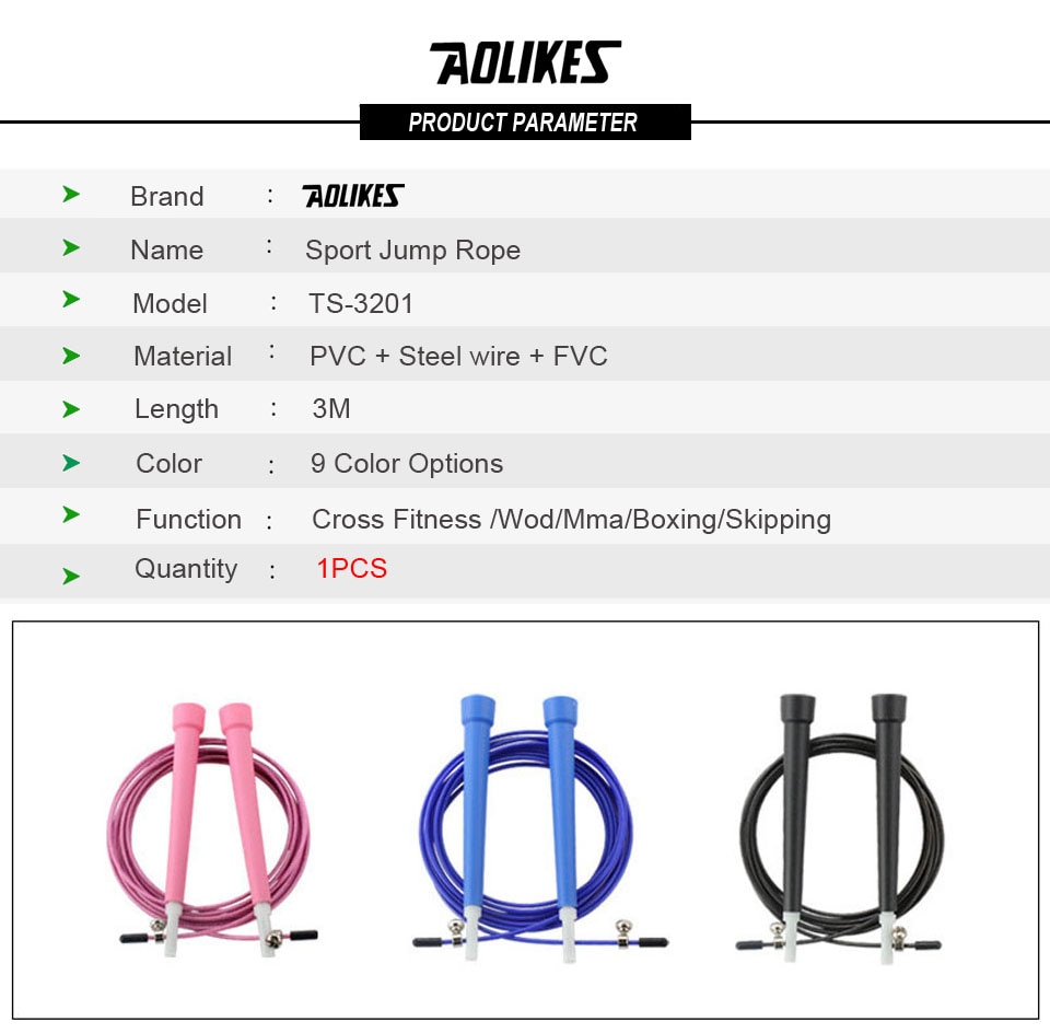 Dây Nhảy Thể Dục Lõi Thép Chính Hãng AOLIKES TS-3201