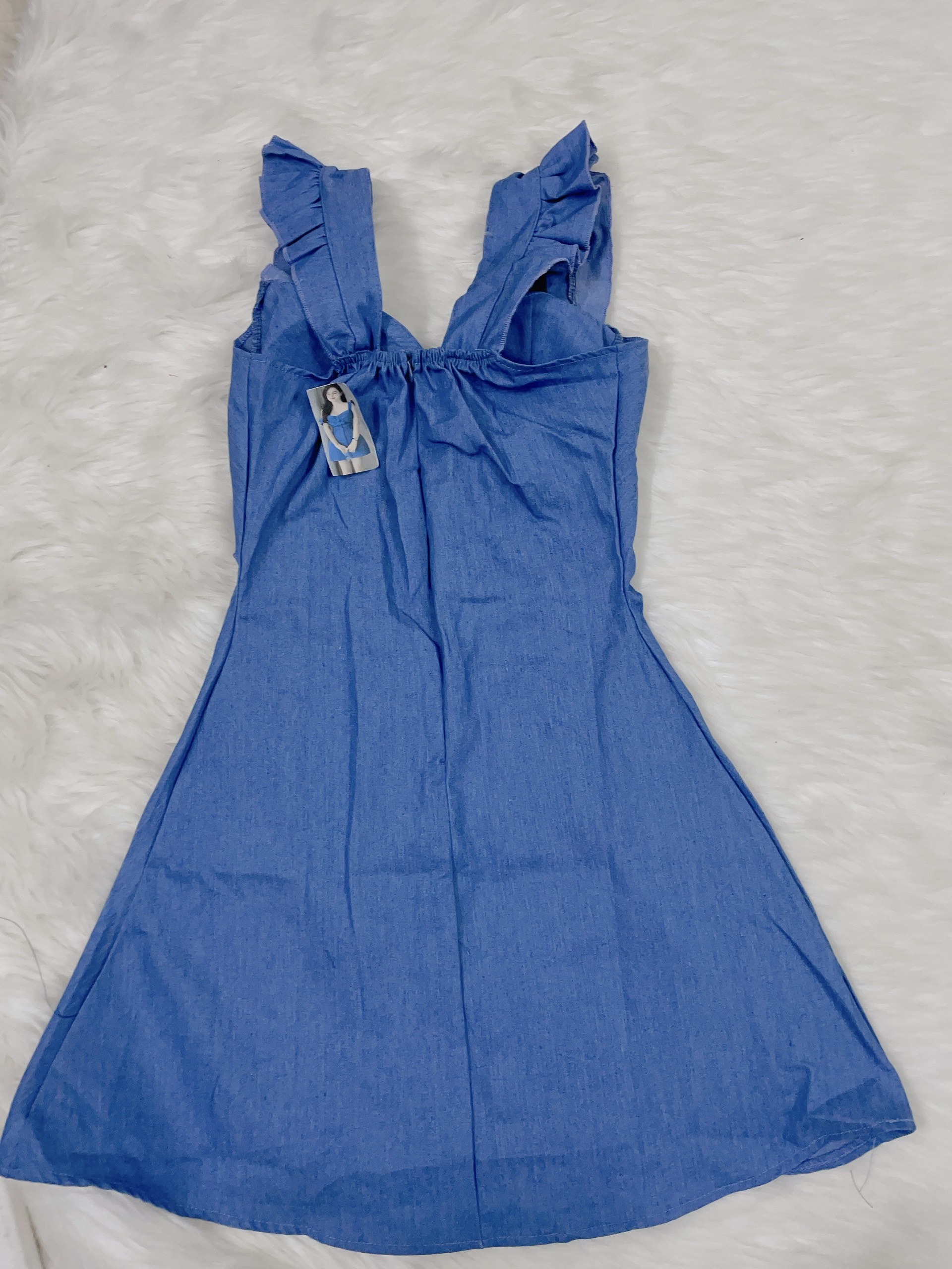 Đầm jean 2 dây bèo cúc đóng có mút Ánh Dương Clothing M203, váy jean 2 dây