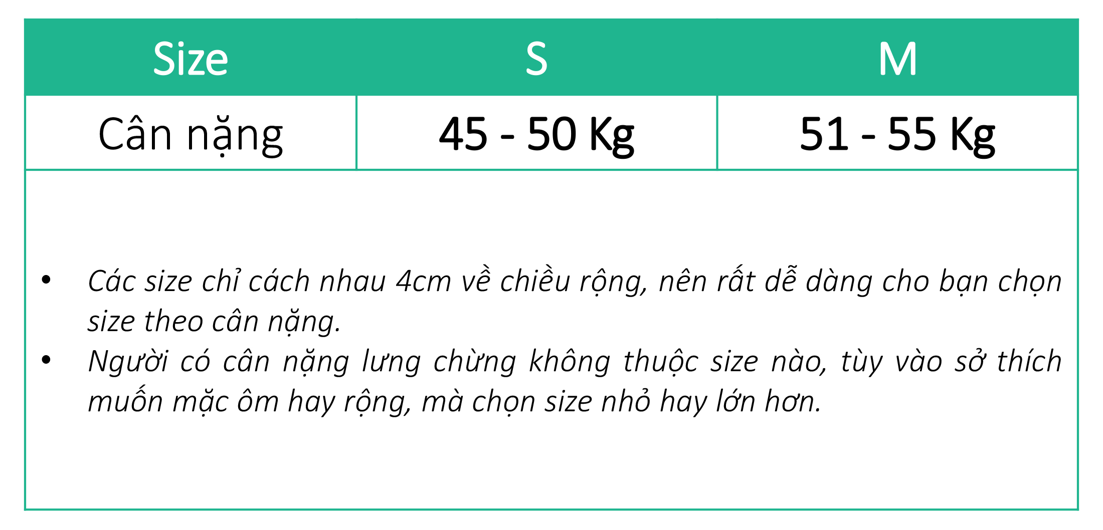 Hướng dẫn size