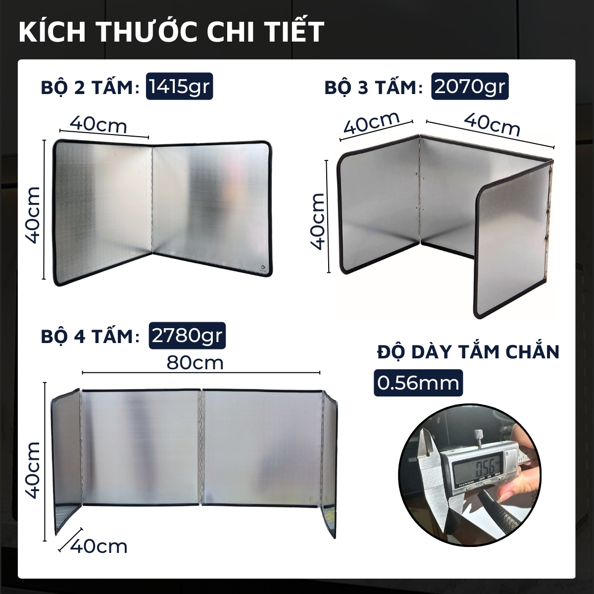 Tấm chắn dầu mỡ, nước bắn trong nhà bếp Dandihome inox 304 cao cấp