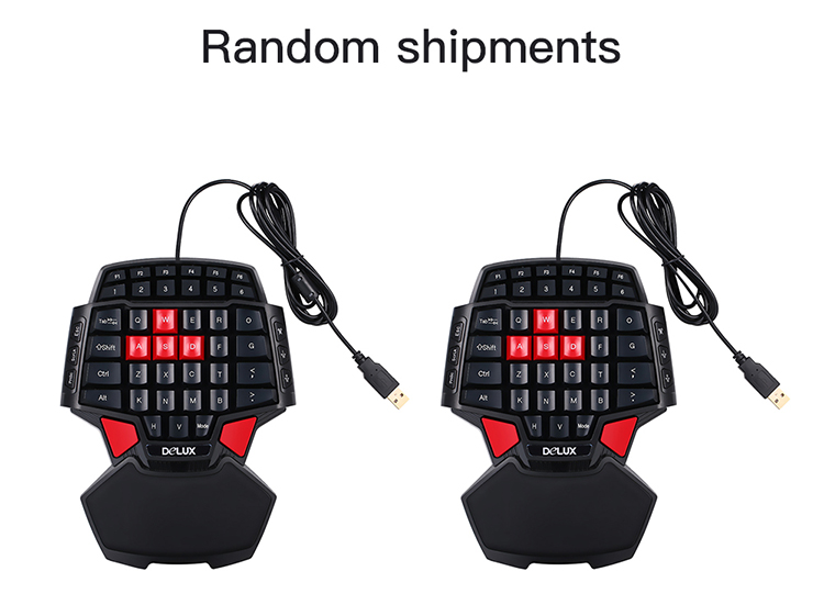 Delux T9 47-Key Professional One/Single Hand USB Wired Esport Gaming Keyboard
