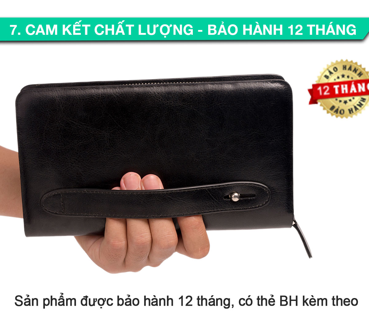 Ví dài cầm tay da bò Mill cao cấp Bụi Leather C104 - Bảo hành 12 tháng