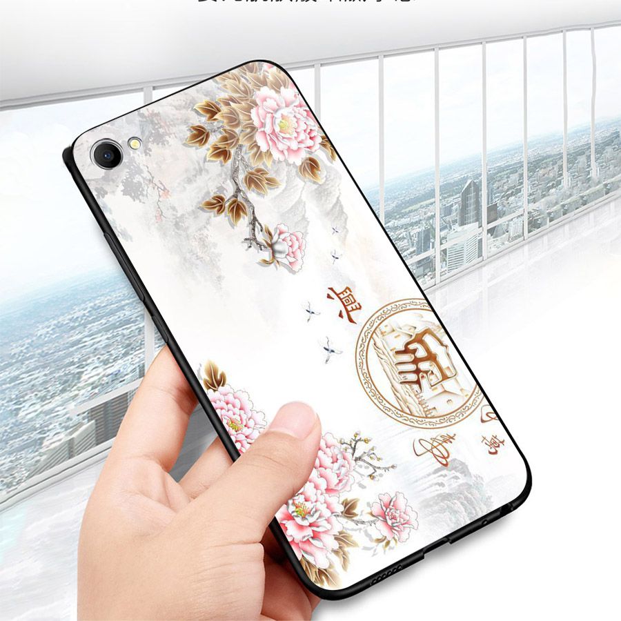 Ốp điện thoại kính cường lực cho máy Oppo A83/A1 - mẫu đơn MS MAUDON033