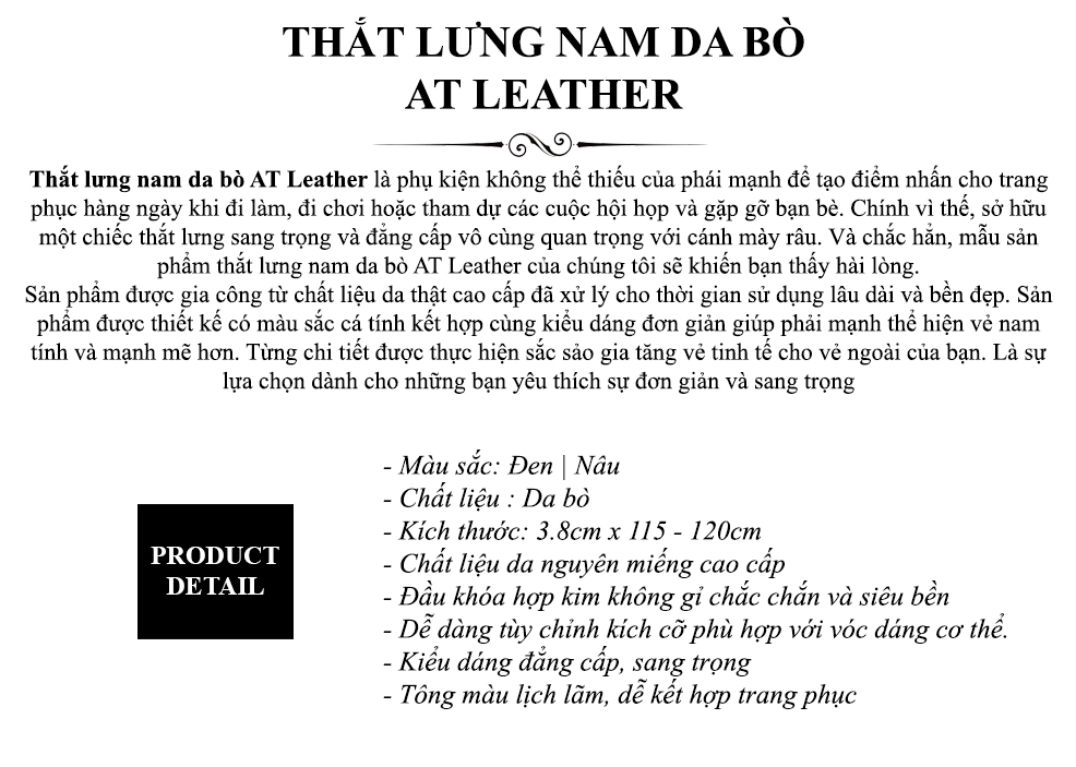 Thắt lưng nam da bò AT Leather - M4-02
