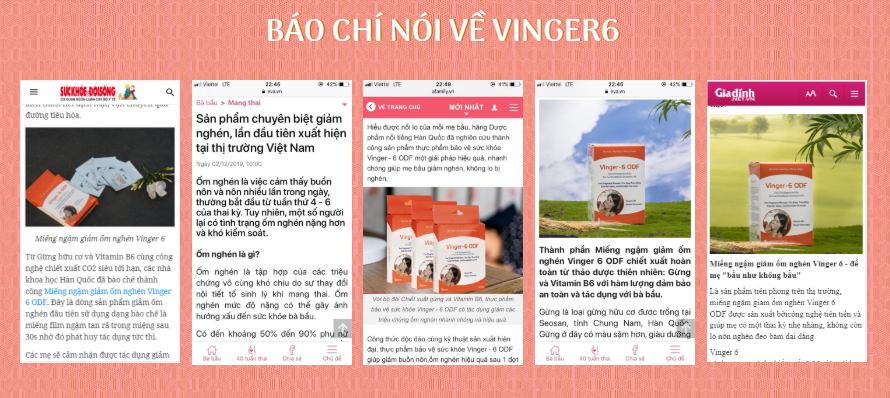 Combo 5 hộp Miếng ngậm giảm ốm nghén Vinger-6 - Liệu trình tối ưu