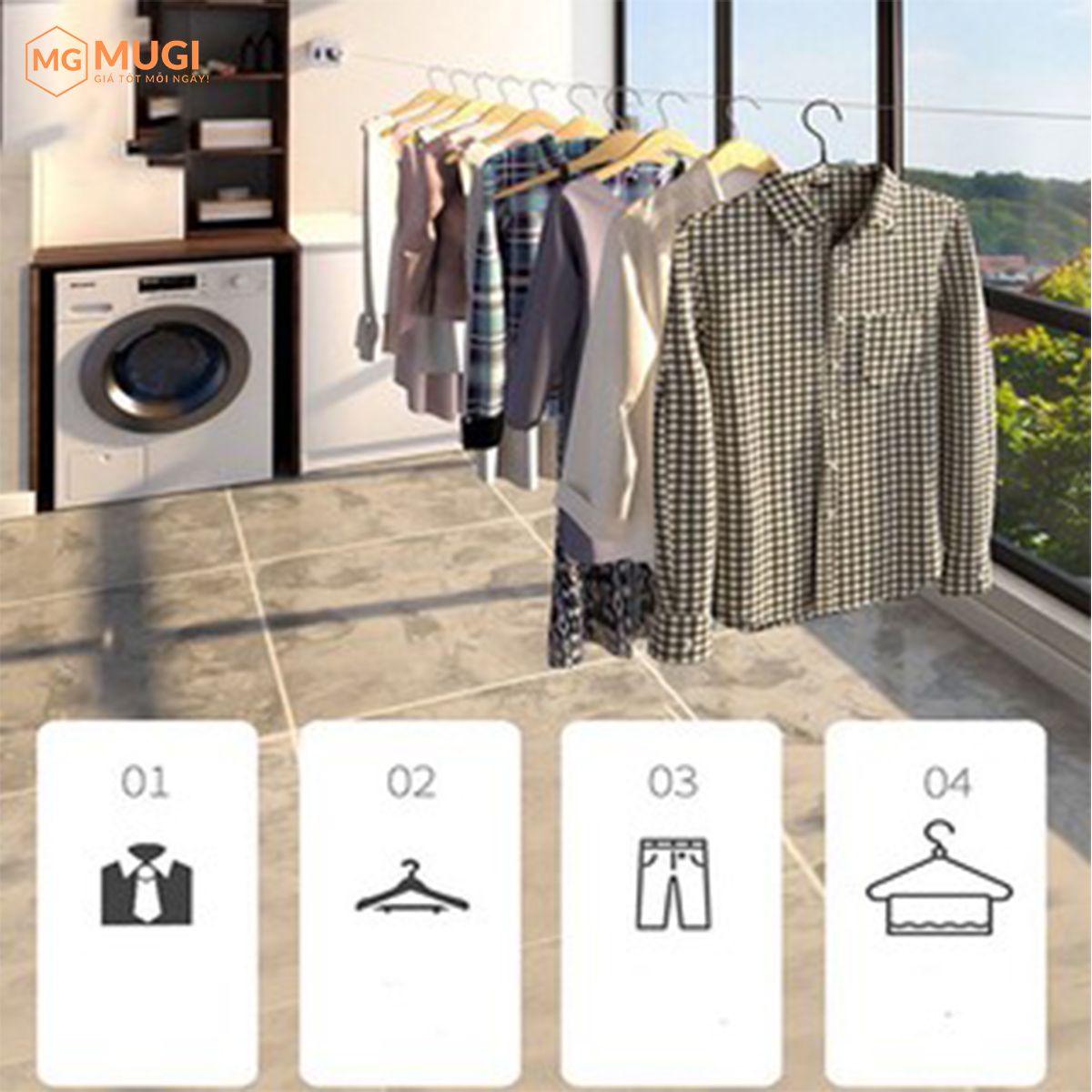 Dây phơi thông minh, tối ưu không gian - MUGI