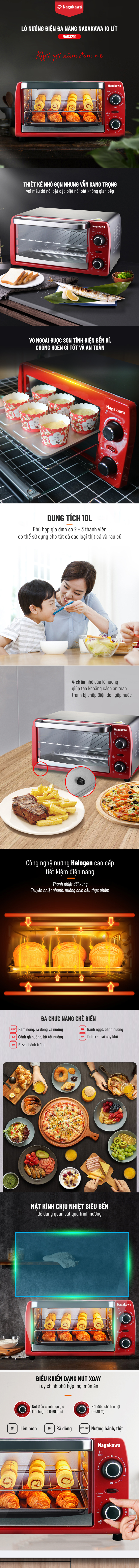 Lò Nướng Điện Đa Năng Nagakawa NAG3210 (10 Lít) - Hàng chính hãng