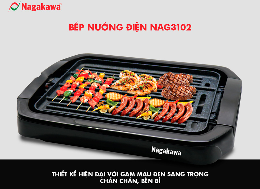Bếp Nướng Điện 2 Mặt Nagakawa NAG3102 (1800W) - Hàng Chính Hãng