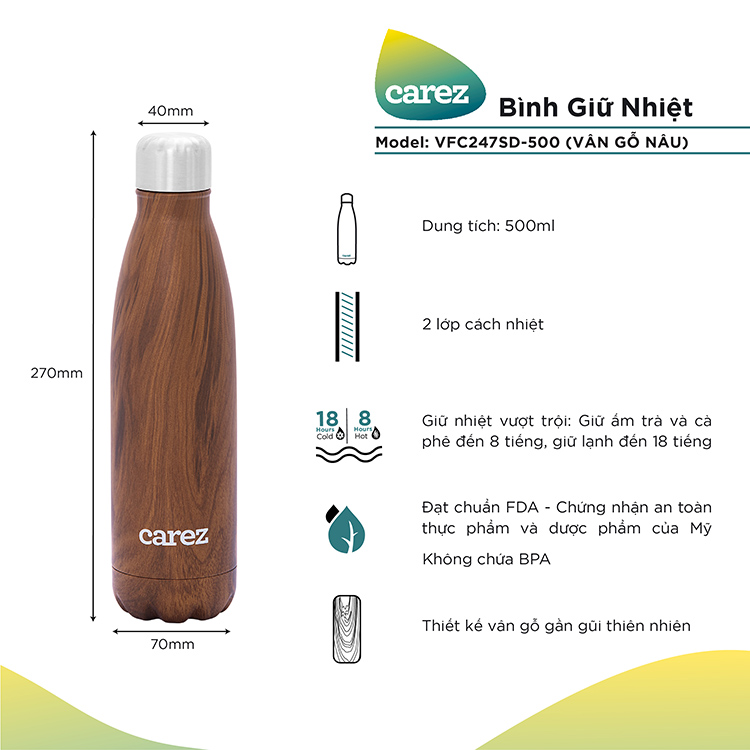 Bình Giữ Nhiệt CAREZ Nature's Collection (500ml)