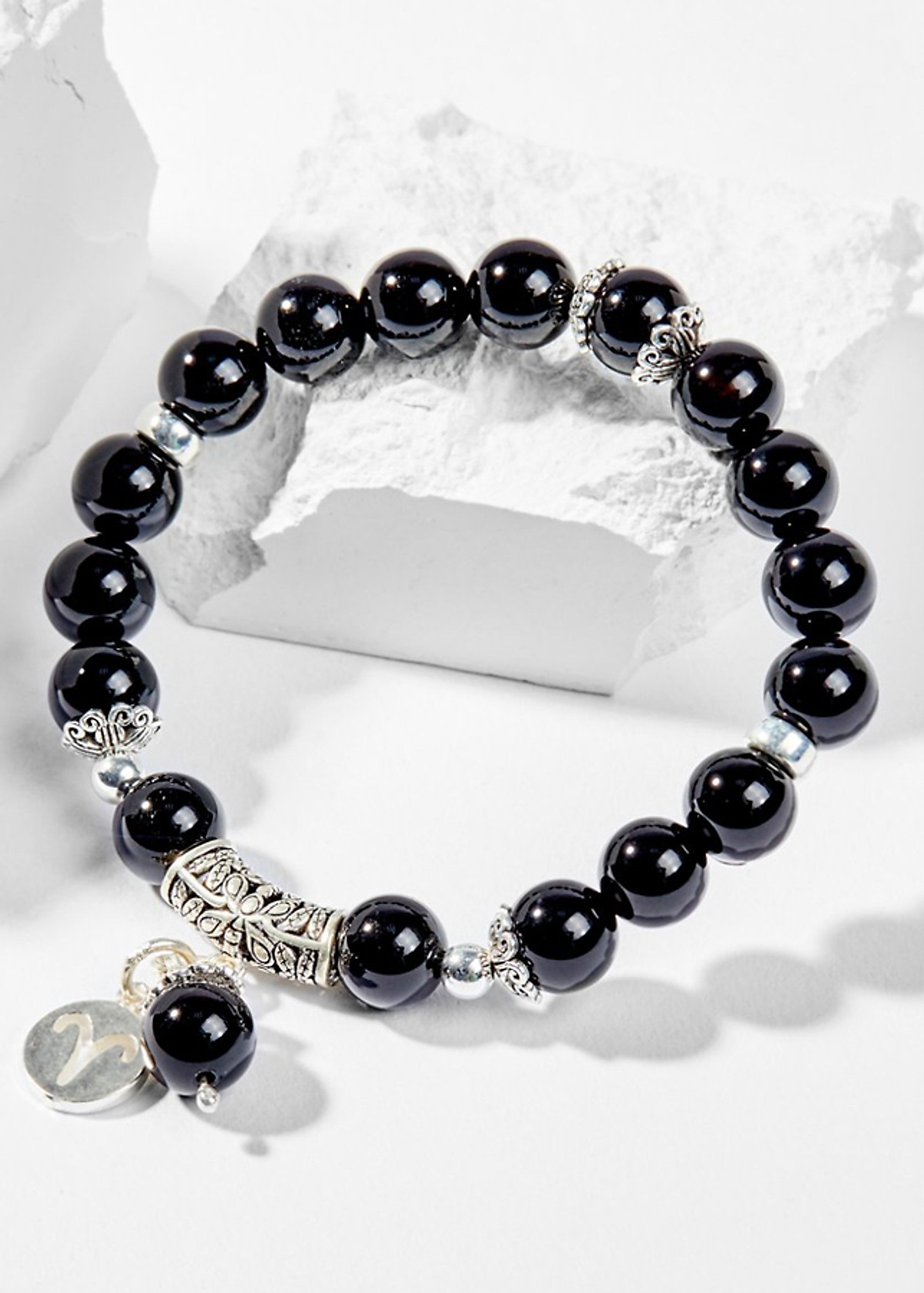Vòng Tay Đá Obsidian Phối Charm Cung Hoàng Đạo Size Hạt 8mm Mệnh Thủy, Mộc Ngọc Quý Gemstones