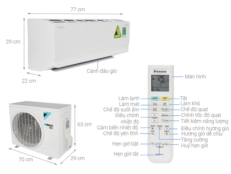 Máy lạnh Daikin FTHF35RVMV - 2 chiều, Inverter, 12000BTU - Hàng Chính Hãng