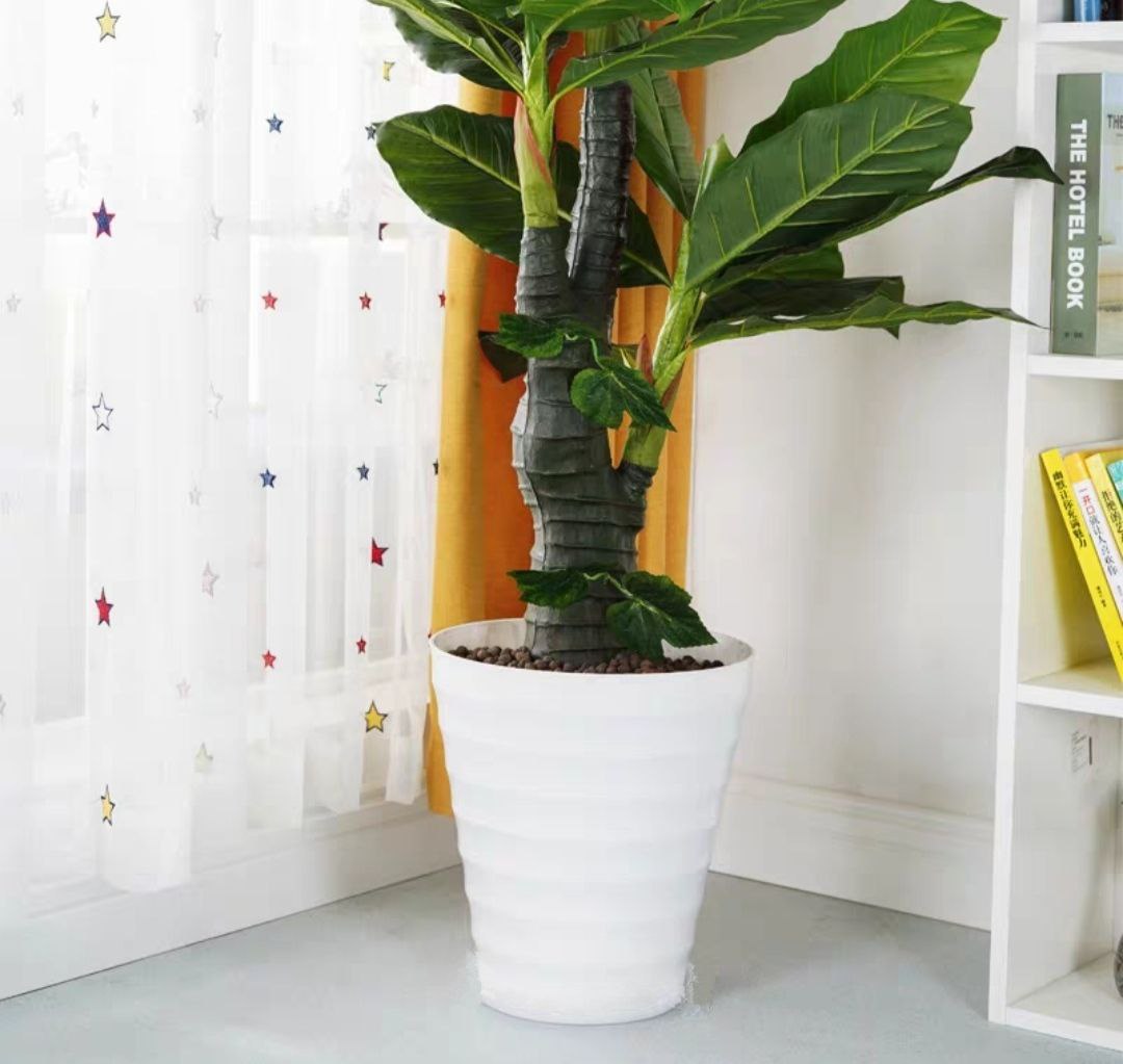 Combo từ 1 đén 2 chậu vòng tròn trồng cây cảnh bằng nhựa ABS bóng cao cấp  M 32 cm x C 35cm Màu trắng