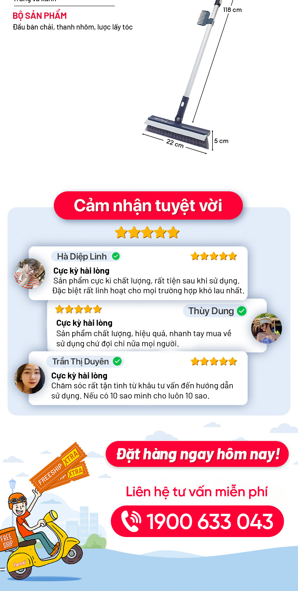 Cây chà sàn nhà tắm, chổi cọ sàn và gạt nước 2 trong 1, cọ sạch khe hẹp và góc tường – Parroti Easy ES04