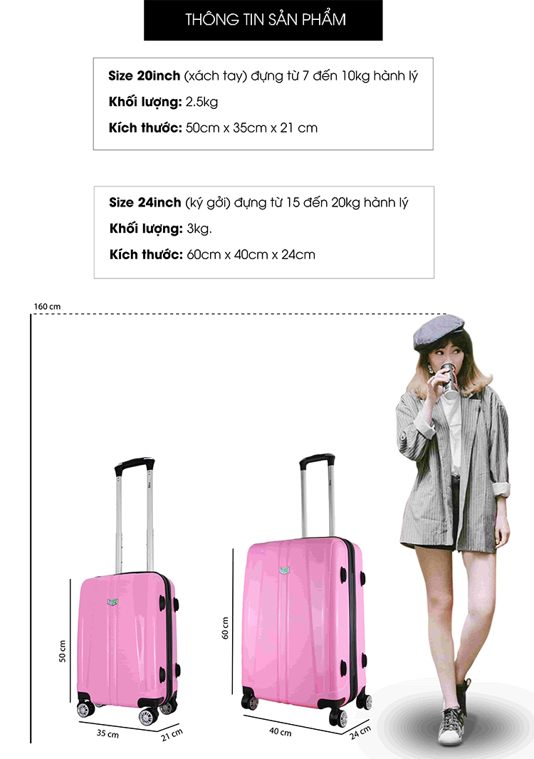 Vali Nhựa Dẻo TRIP PP103 - Hồng