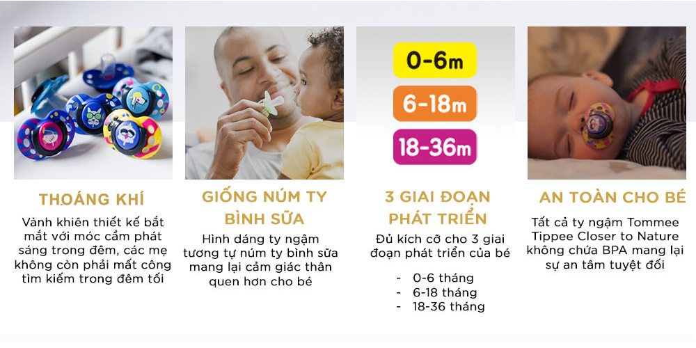 Ty ngậm thoáng khí cho bé Tommee Tippee Air 0-6 tháng (vỉ đôi) - Mèo hồng